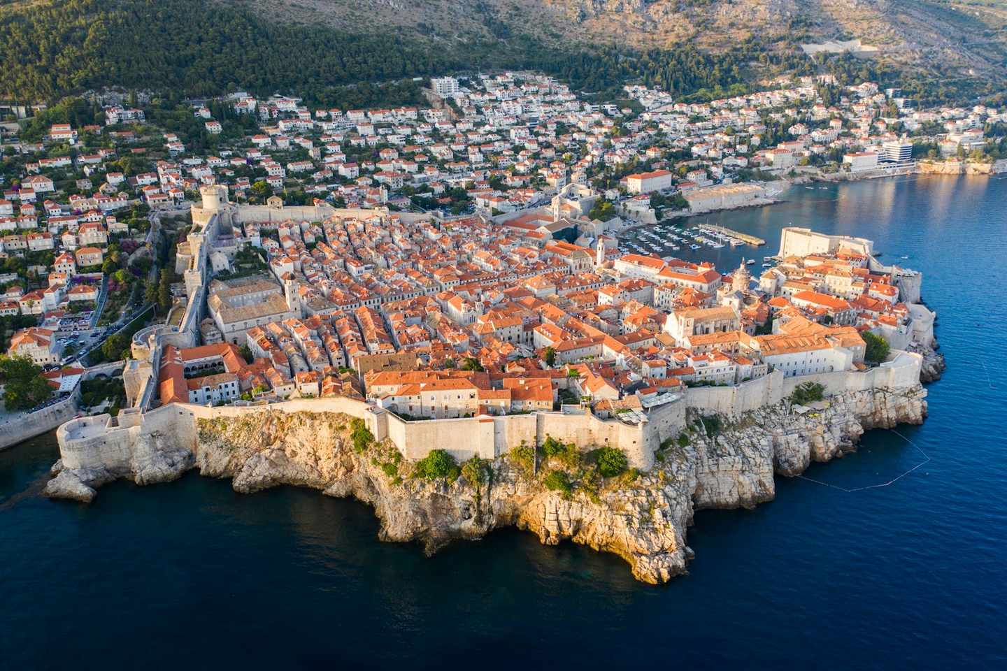 Aerial view of Dubrovnik's walled Old Town, Croatia