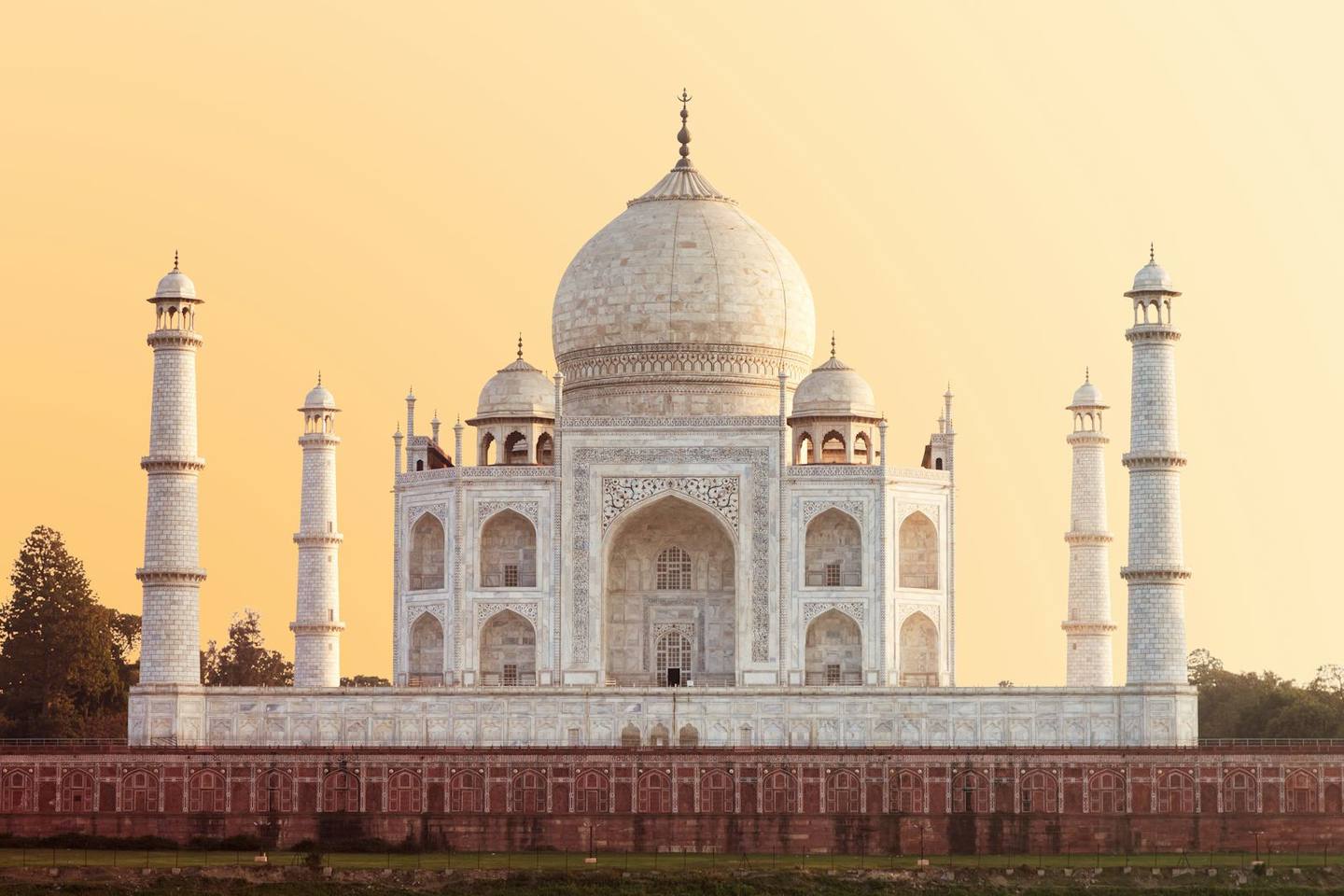 The Taj Mahal at golden hour in Agra, India